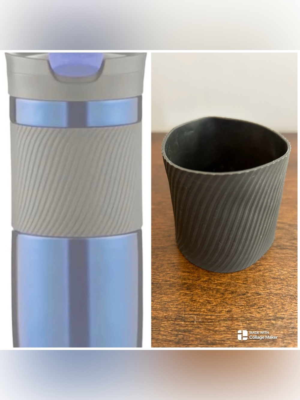 Silicone Sleeve Gray Compatible with a Contigo 16 or 20 oz Byron Travel Mug Read